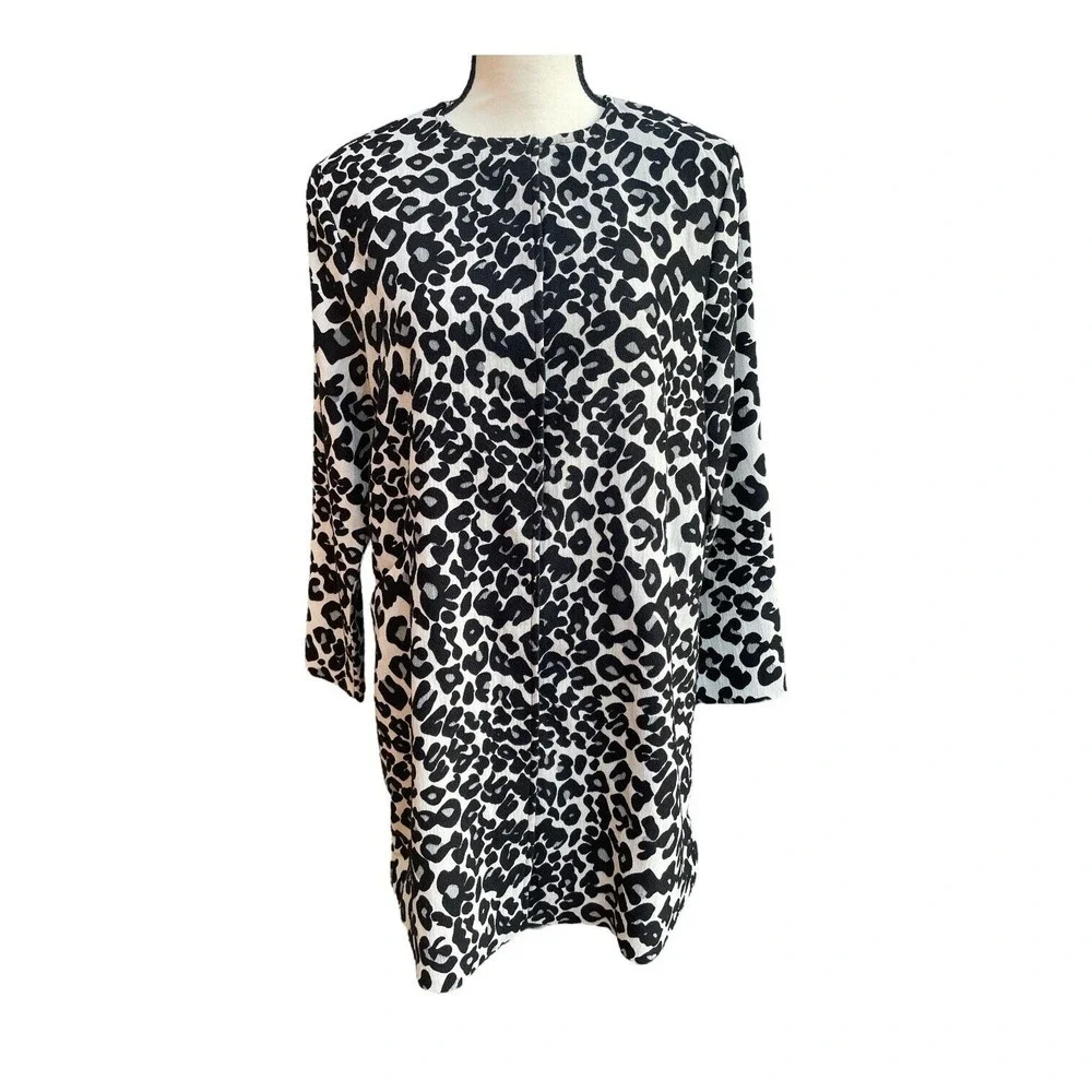 MASAI Copenhagen Jacket Blazer Overcoat Women's Size S Beige Black Jacquard